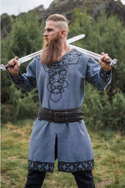 Viking tunic Farulfr, blue-grey