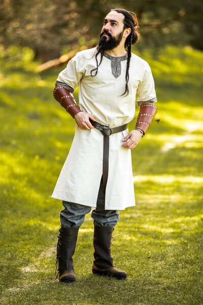 Celtic tunic, short sleeves, cream