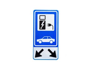 Verkeersbord incl. twee pijlen elektrische auto E08o