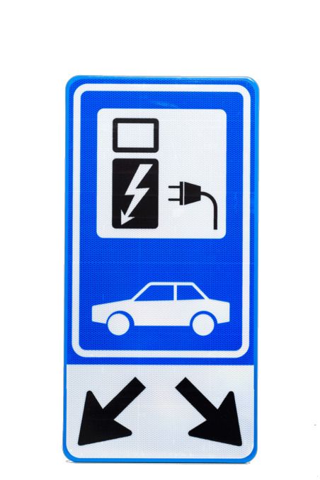 Verkeersbord incl. twee pijlen elektrische auto E08o