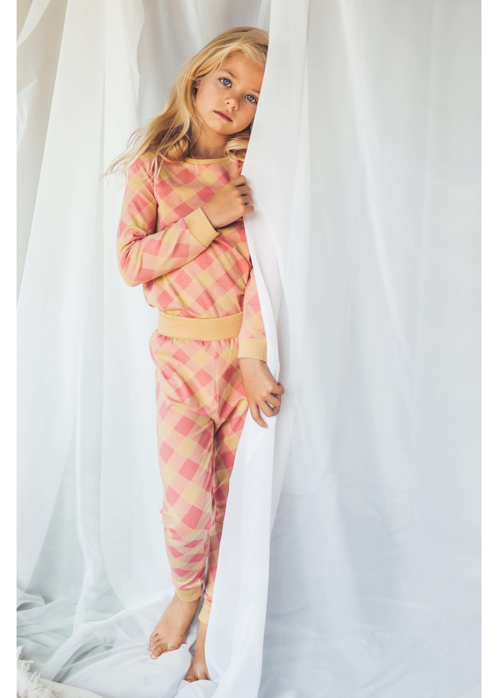 Quapi Pyjama Puck Pink Soft Check