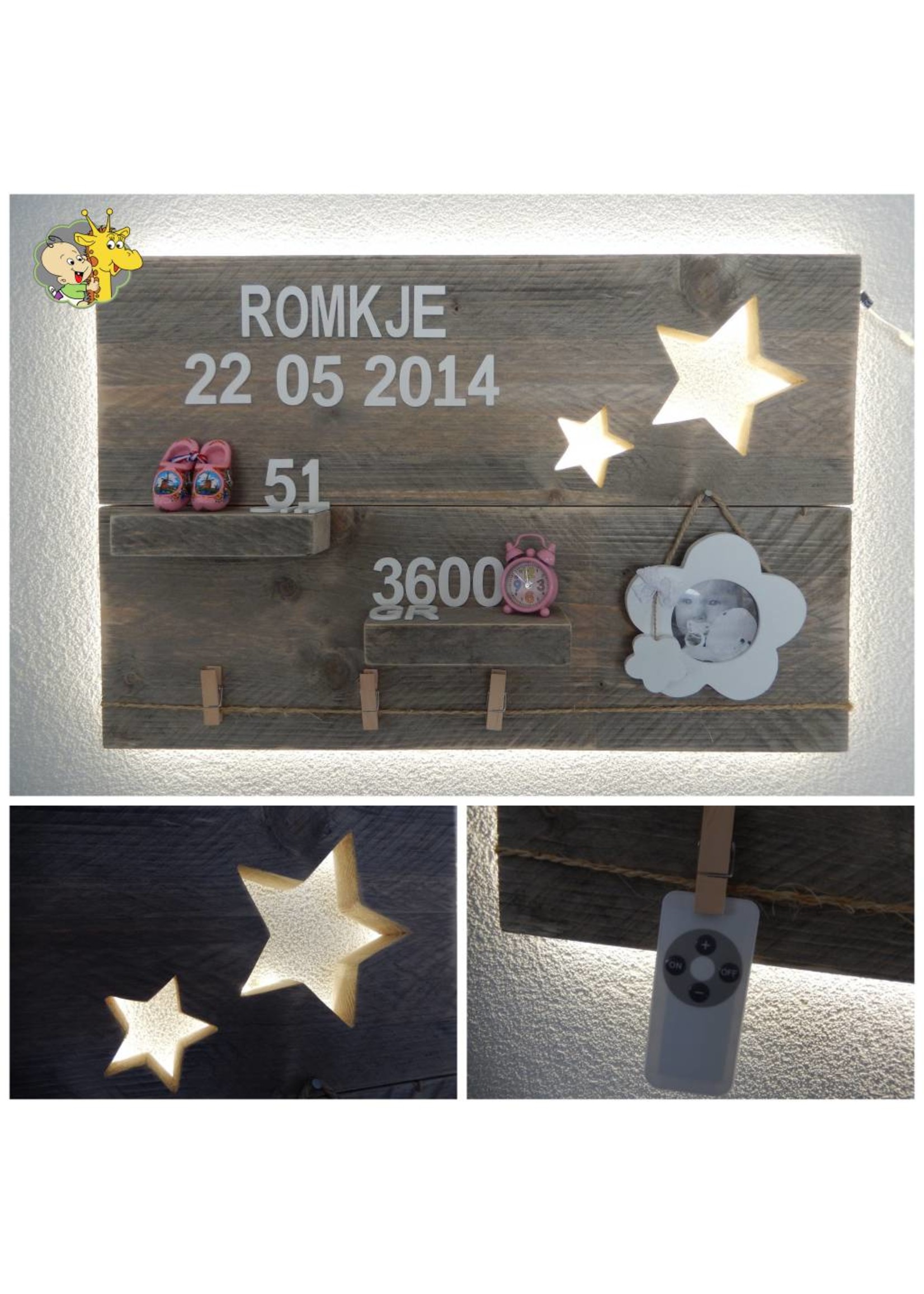 Romkje Geboorte Wandbord