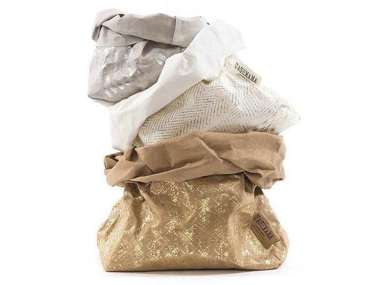 UASHMAMA® Sac de papier d'impression naturel et or