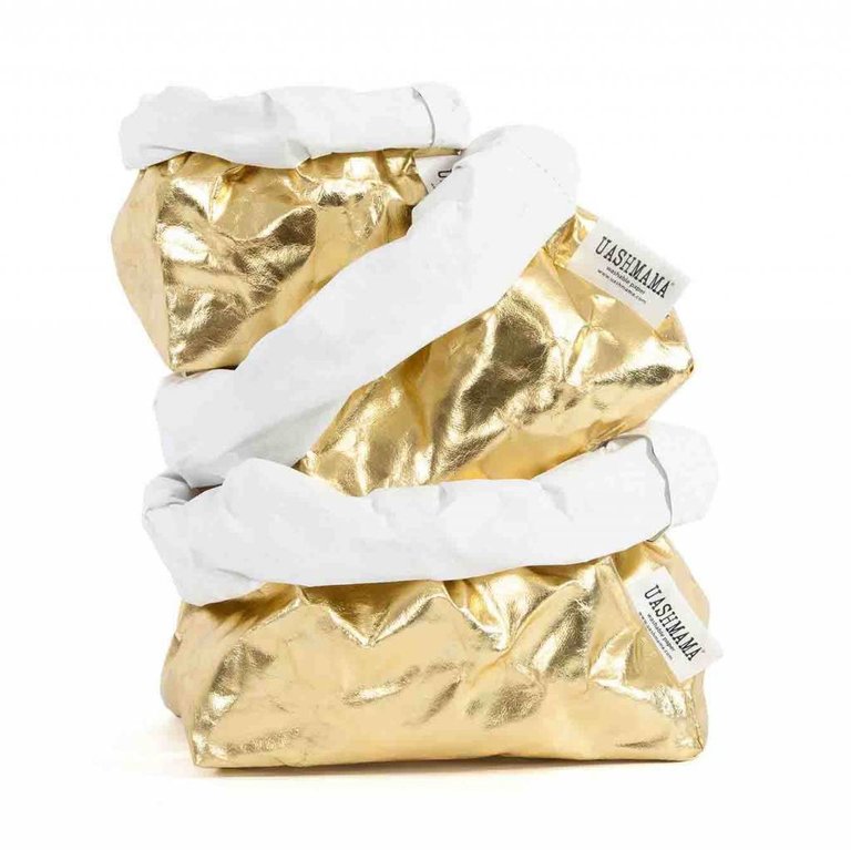 UASHMAMA® Paper Bag Gold/White