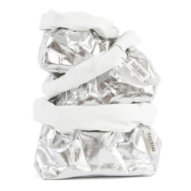 UASHMAMA® Paper Bag Silver & White