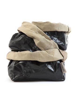 UASHMAMA® Sac de papier noir et sable UASHMAMA® Sac de papier noir et sable