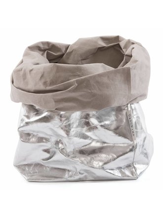 UASHMAMA® PAPER BAG XXLARGE METALLO GREY/SILVER