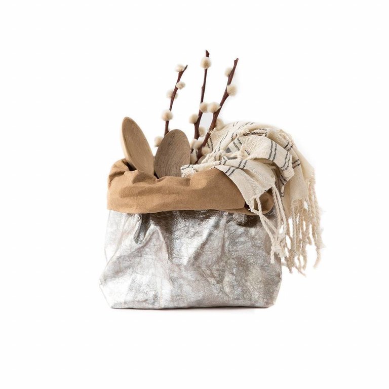 UASHMAMA® Paper Bag Nuvola Naturel/Silver