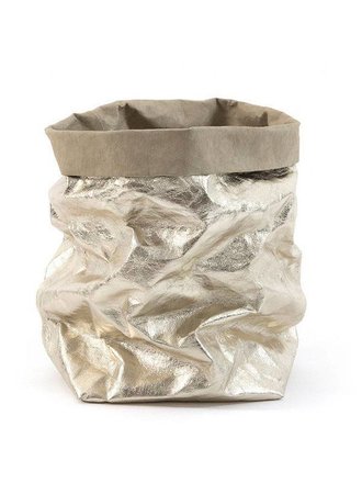UASHMAMA® PAPER BAG METALLO SABBIA/PLATINO