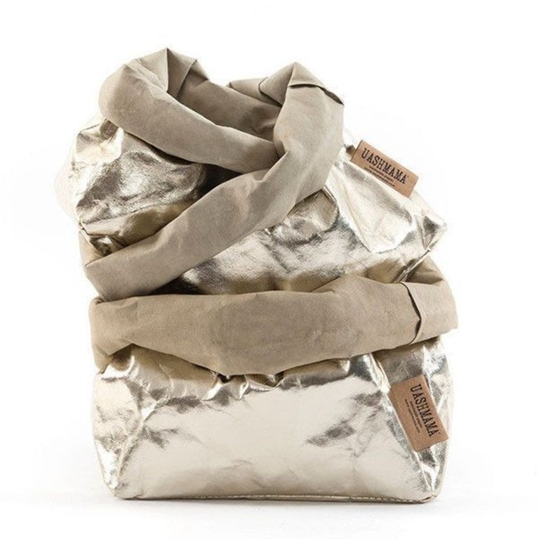 UASHMAMA® Paper Bag Champagne Gold & Sand