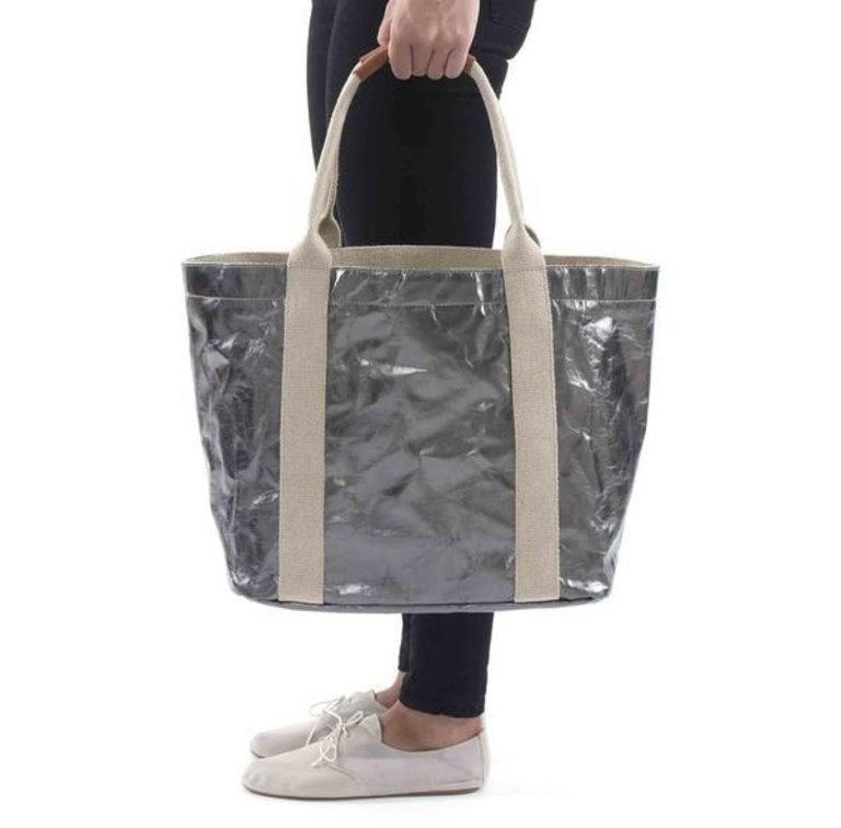 UASHMAMA® Shopper Giulia Dark Gray Metallic