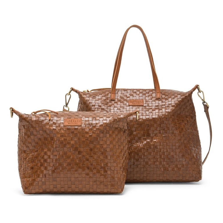 UASHMAMA® Gemma Bag Weaved Cuoio-Chestnut