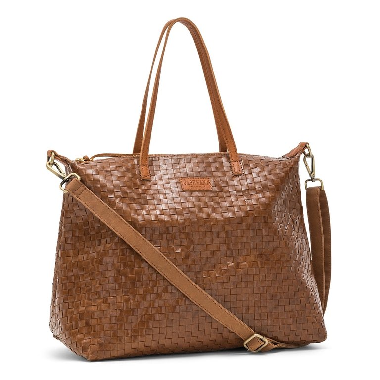 UASHMAMA® Gemma Bag Weaved Cuoio-Chestnut