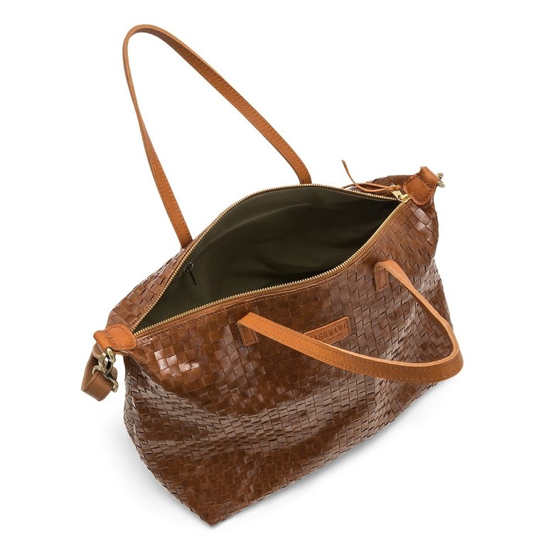 UASHMAMA® Gemma Bag Weaved Cuoio-Chestnut