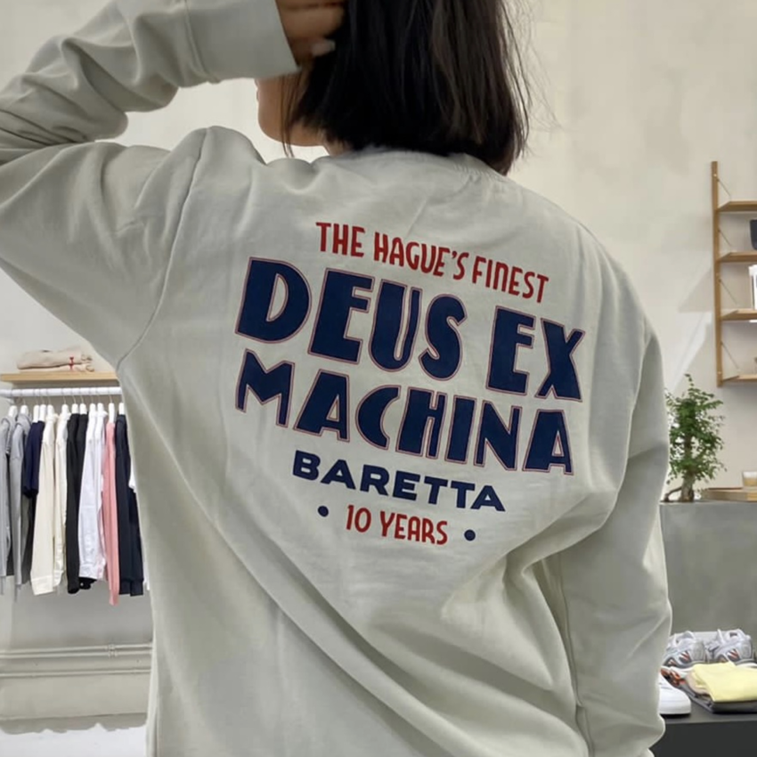 Deus Ex Machina Baretta x Deus '10 Year Anniversary' Crew Vintage White