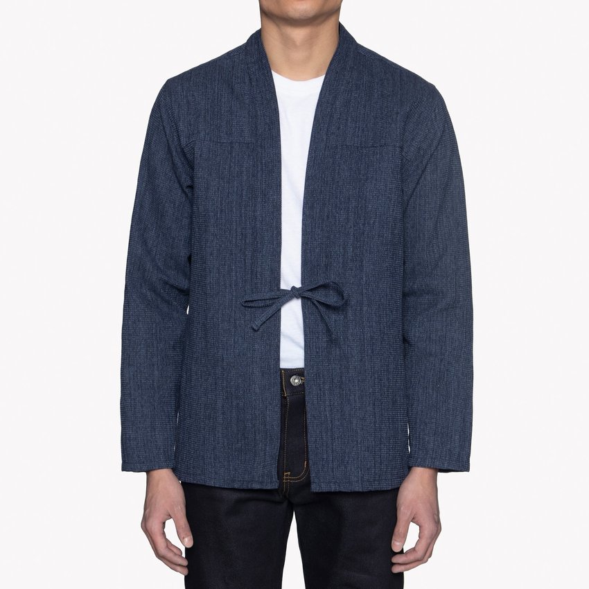 Naked & Famous Denim Kimono Shirt Indigo Waffle