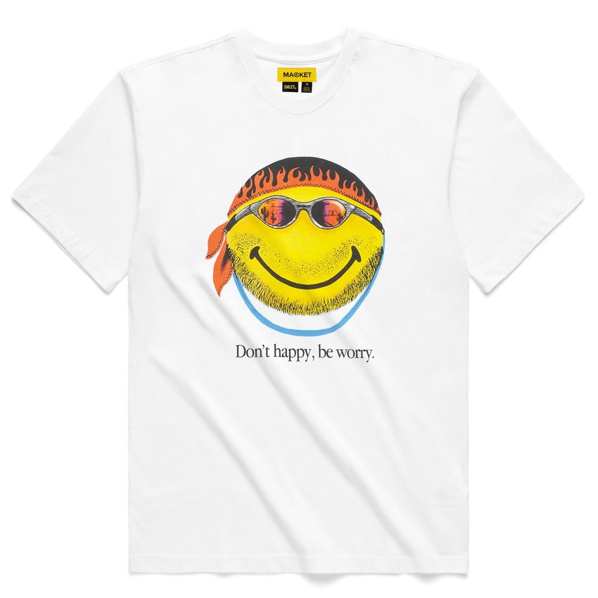 Chinatown Market Smiley Don't Happy Be Worry T-Shirt White