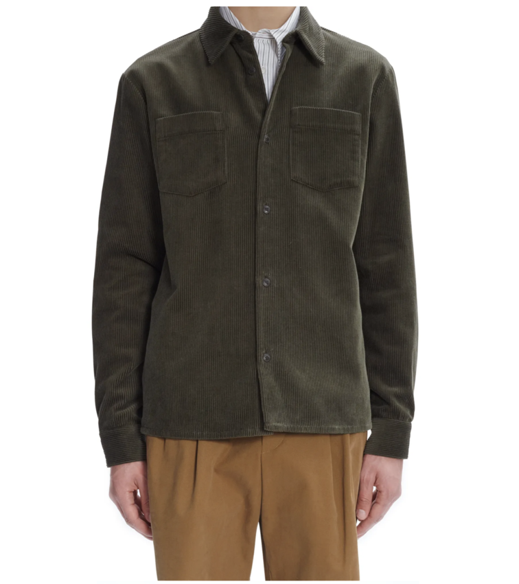 A.P.C. Paris Joe Corduroy Overshirt Military Khaki