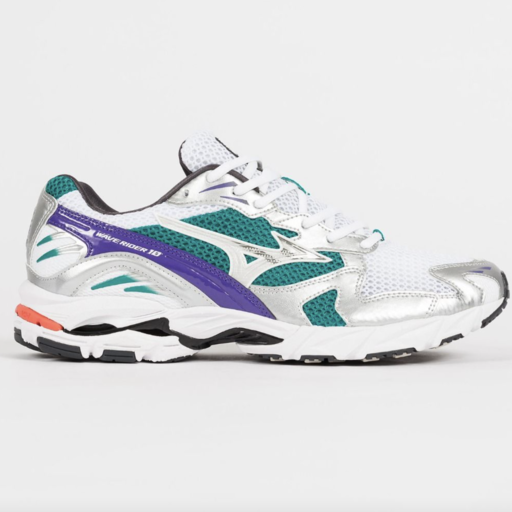 Mizuno Wave Rider 10 Premium White/Silver/Teal Blue