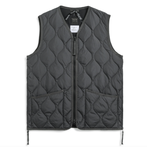 Taion  Military Zip V Neck Vest Black