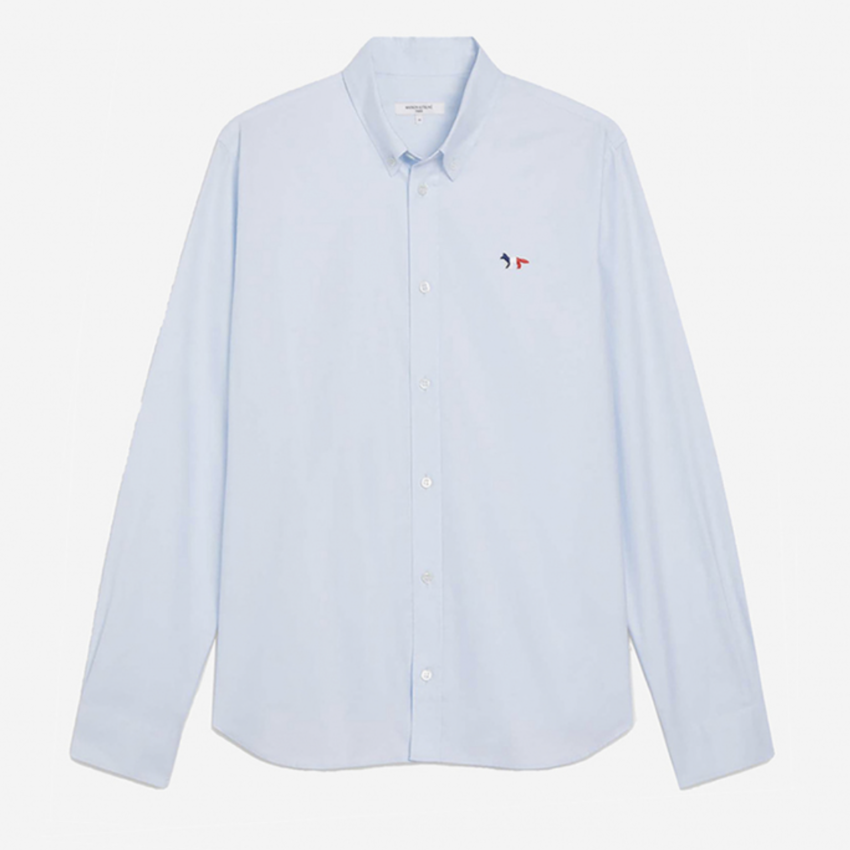 Maison Kitsuné  Tricolor Fox Patch Classic Shirt BD Light Blue