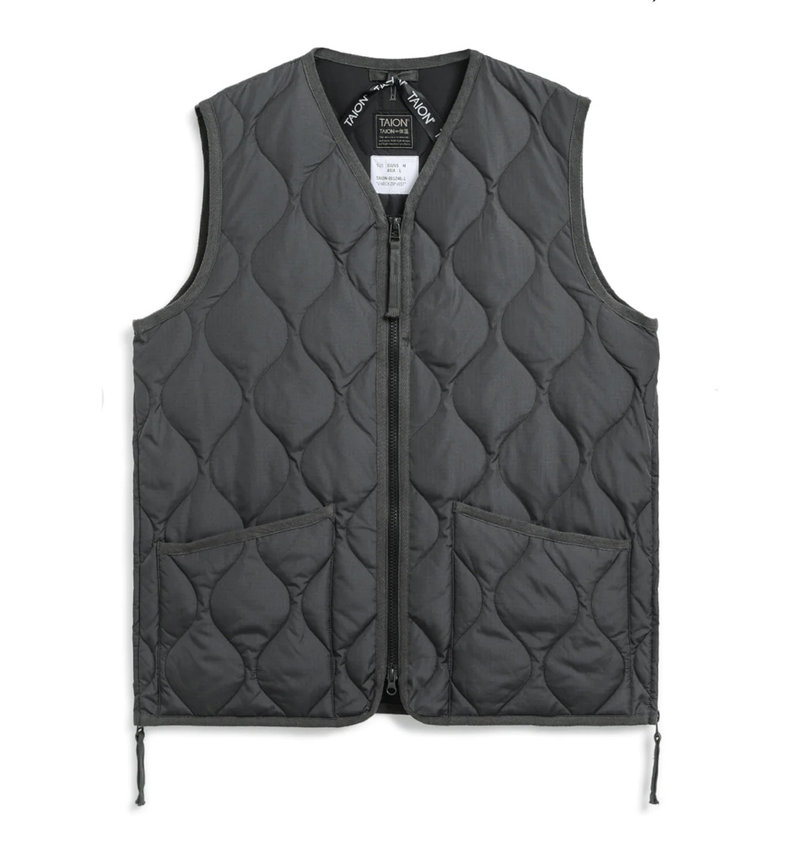 Taion  Military Zip V Neck Vest Charcoal