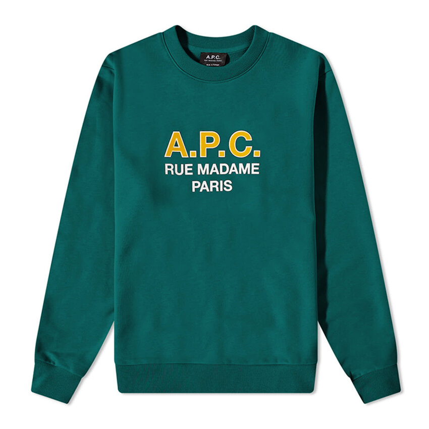 A.P.C. Paris Rue Madame Logo Crew Sweat Dark Green