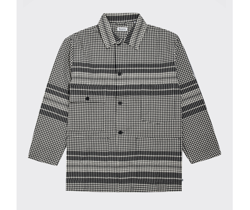 Work Jacket Seersucker Dark Navy/White