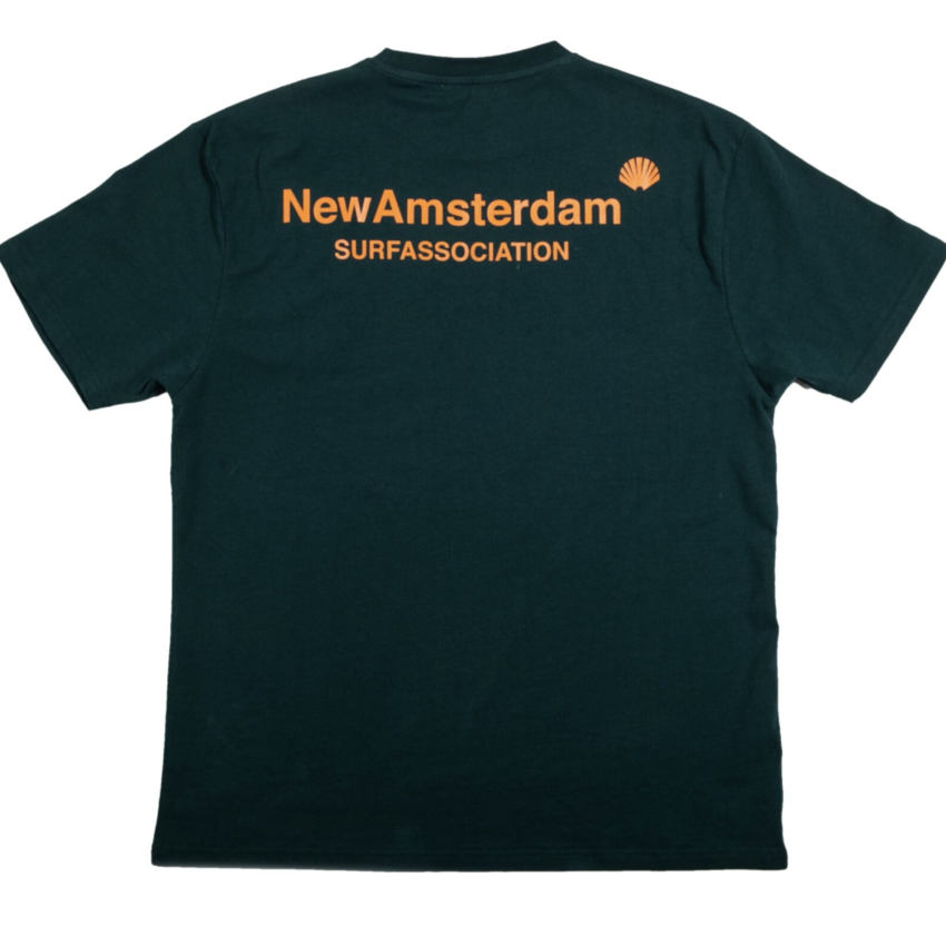 New Amsterdam Surf Association  Logo Tee Ponderosa Green/Orange