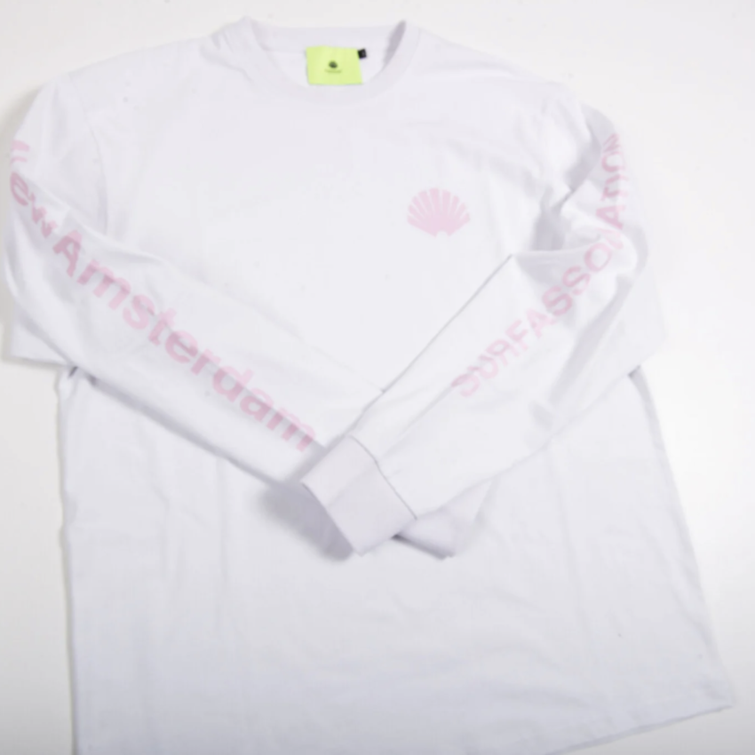 New Amsterdam Surf Association  Logo Longsleeve White/Light Pink