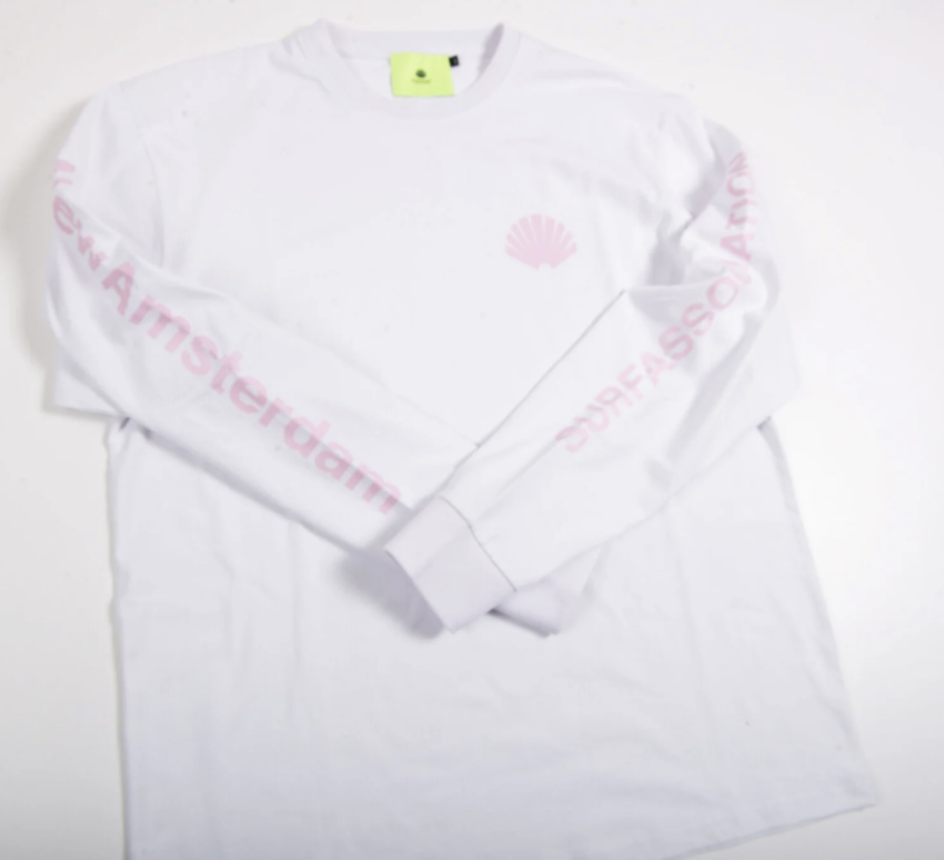 New Amsterdam Surf Association  Logo Longsleeve White/Light Pink