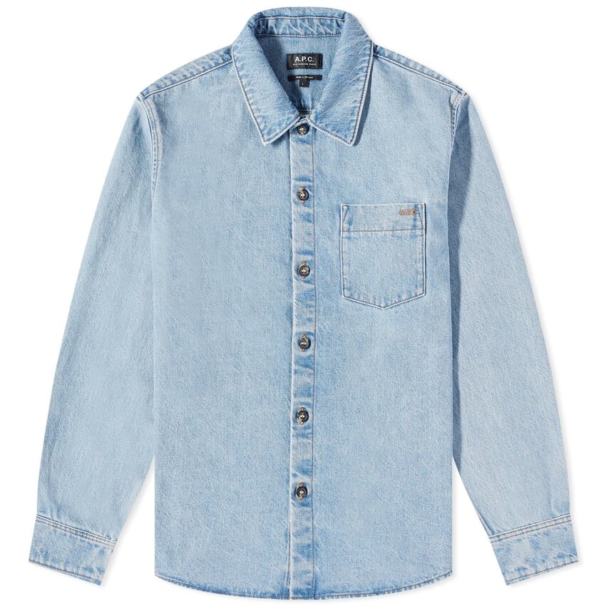 A.P.C. Paris Vittorio Denim Overshirt Light Blue