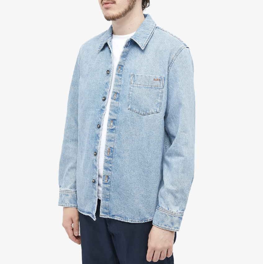 A.P.C. Paris Vittorio Denim Overshirt Light Blue