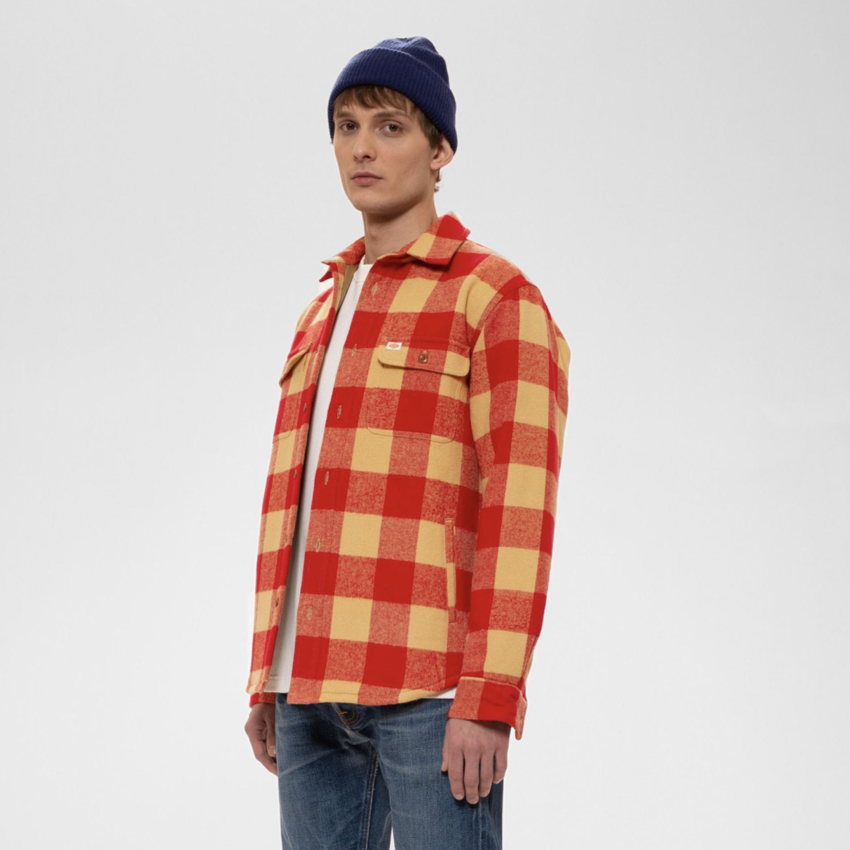 Nudie Jeans Glenn Padded Check Shirt Red