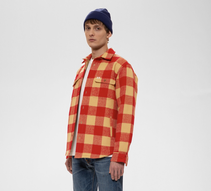 Nudie Jeans Glenn Padded Check Shirt Red