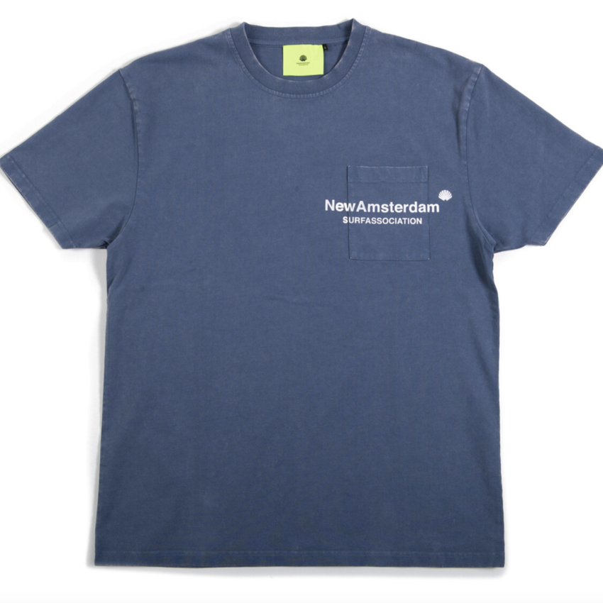 New Amsterdam Surf Association  Throw Pocket Tee Blue