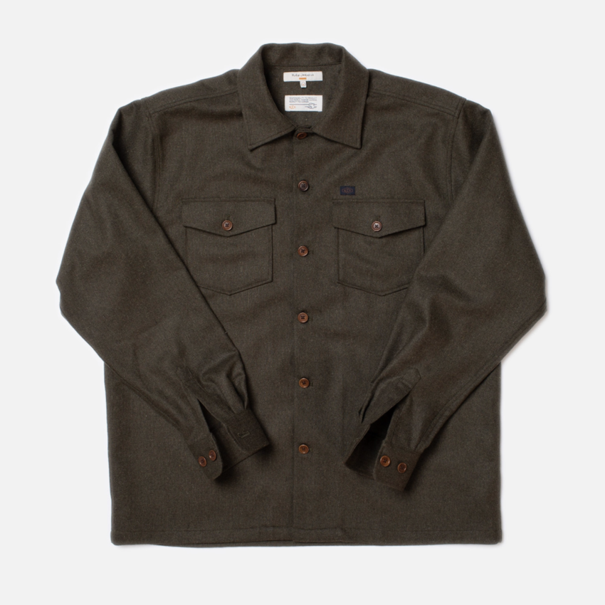 Nudie Jeans Vincent Melange Board Shirt Green