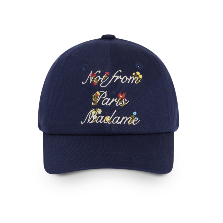 Drôle de Monsieur Floral Slogan Cap Navy