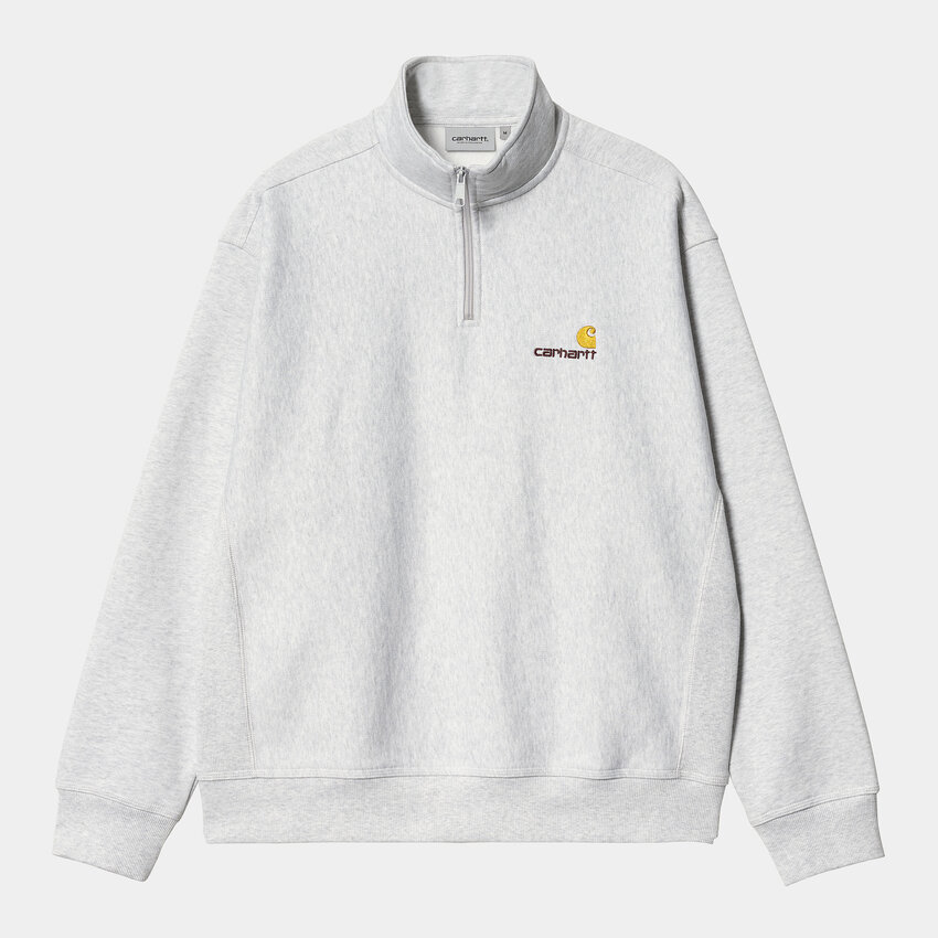 Carhartt WIP Half Zip American Script Sweatshirt Grey Heather