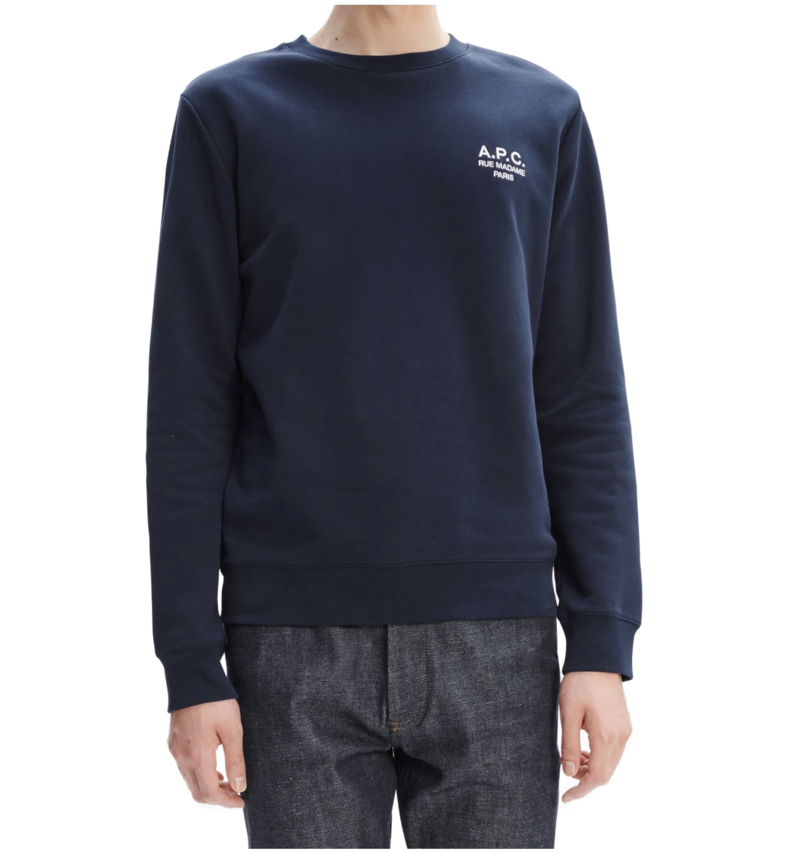 A.P.C. Paris Rider Small Logo Crew Sweat Navy