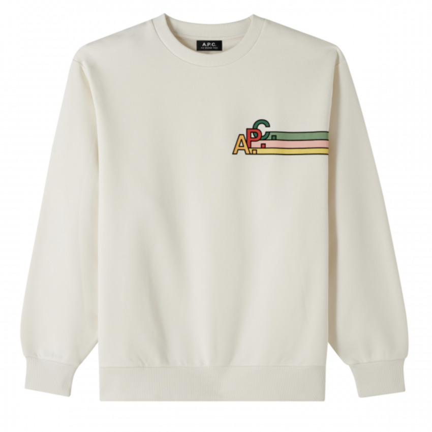 A.P.C. Paris Spring Logo Crew Sweat Chalk