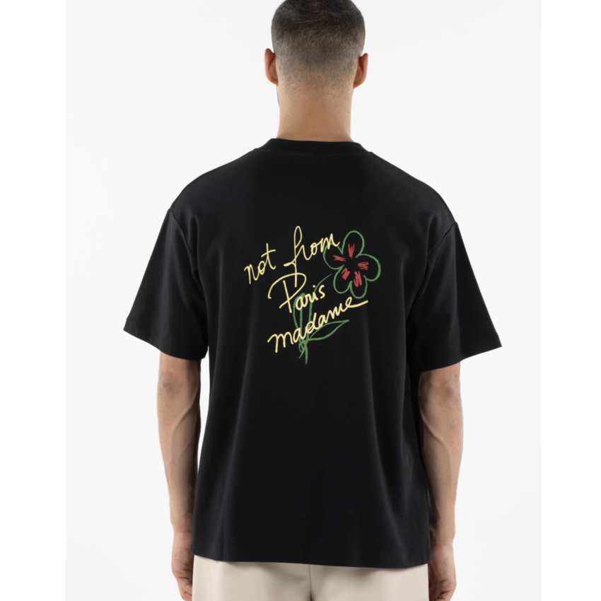 Drôle de Monsieur Sketched Slogan Tee Black