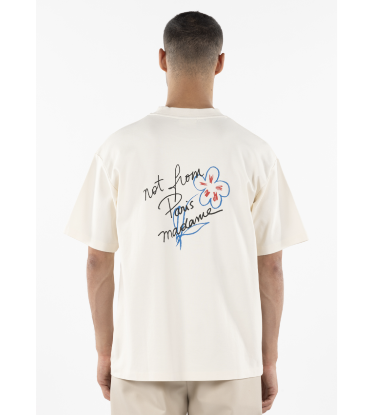 Drôle de Monsieur Sketched Slogan Tee Cream