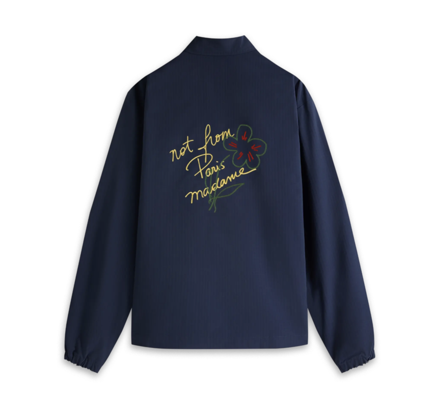 Drôle de Monsieur Sketched Slogan Coach Jacket Navy