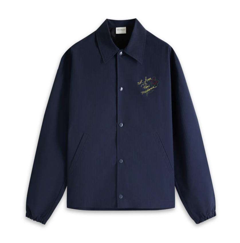 Drôle de Monsieur Sketched Slogan Coach Jacket Navy