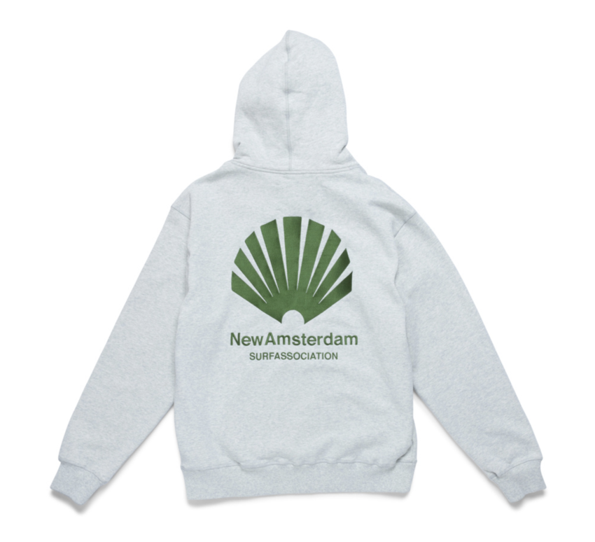 New Amsterdam Surf Association  Logo Hoodie Ash/Green