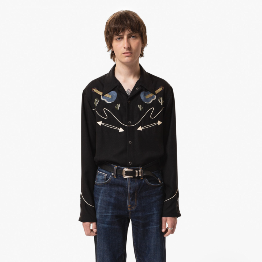 Nudie Jeans Gonzo Western Guitar Shirt Black