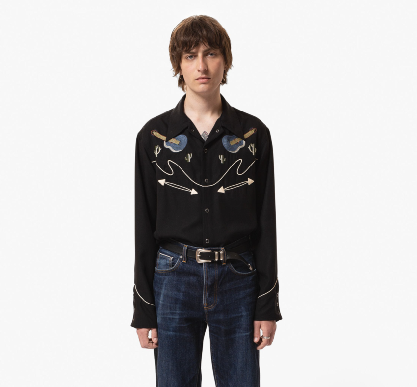 Nudie Jeans Gonzo Western Guitar Shirt Black