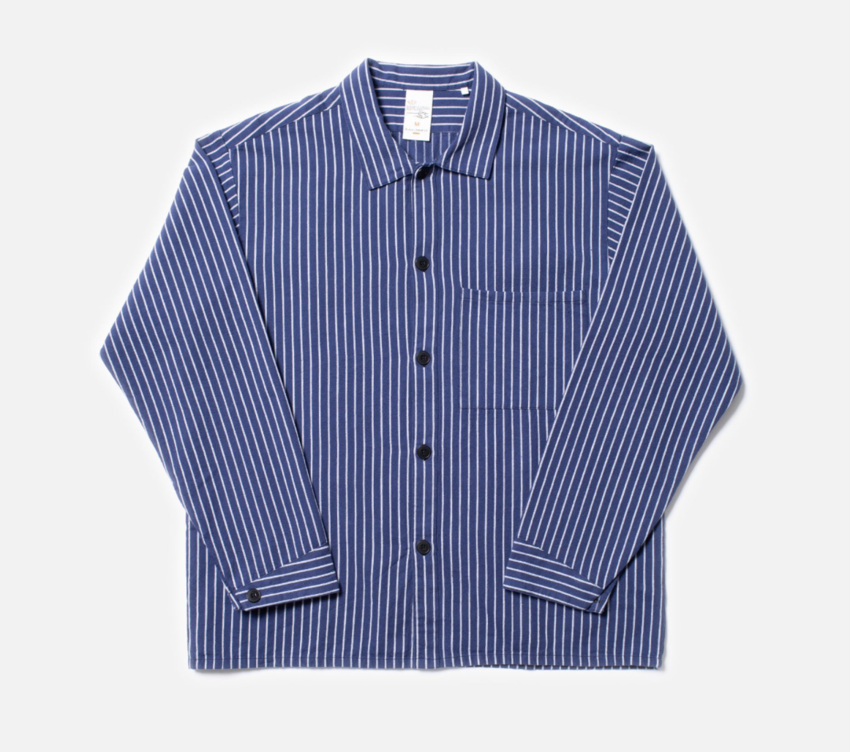 Nudie Jeans Berra Striped Worker Shirt Blue