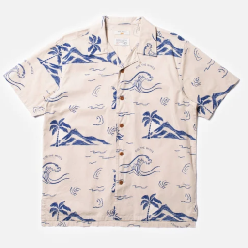 Nudie Jeans Arvid Waves Hawaii Shirt Ecru